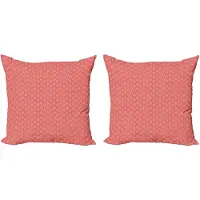 Abakuhaus Retro Kussensloopset (2 stuks), Vintage Stijl Ogee Motiev 40 cm, Koraal en Geel