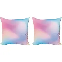 Abakuhaus Pastel Decoratieve Kussenhoez Set van 2, Daydream Fantasy, 50x50 cm, Aqua Perzik-Roze