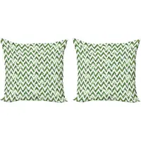Abakuhaus Decoratieve kussenhoes met palmbladmotief, 2 stuks, chevronpatroon, moderne uitstraling, 50x50 cm, groen en wit