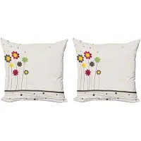 Abakuhaus Moderne decoratieve kussenhoes, 2-pack, Lenteveldkunst, 40x40 cm, Crème meerkleurig