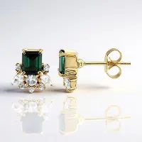 Cavill - Zilveren Oorbellen - 925 Sterling Zilver Verguld - Achthoekige Indigoliet 0,836 ct & Peervormige Zirkonia 1,197 ct - Elegante Dames Oorbellen