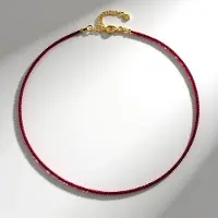 Cavill - Zilveren halsketting - 925 Sterling Zilver Verguld - Tanzaniaanse Robijn 14,449 ct - Verstelbare Elegante Ketting met Rode Kralen