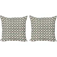 Abakuhaus Geometrische decoratieve kussenhoez 2-pack, kubistische driehoek 50x50 cm, amandelgro zwart, grijs
