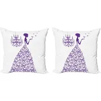 Abakuhaus Love Decoratieve Kussenhoezen 2-pack, Antieke Kroonluchter Prinses, 45x45 cm, Paars en Wit