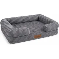 By Cee Cee Orthopedische Hondenmand – Orthopedisch Hondenkussen – Hondenbed – Ribstof - Voor Kleine Honden - Donkergrijs - 80x55