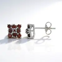 Cavill - Luxe Zilveren Oorsteker - 925 Sterling Zilver Geplatineerd - 0,895 ct Fancy Diamanten - Ronde Briljant Slijpsel - Modern Design
