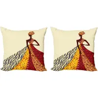 Abakuhaus Moderne decoratieve kussenhoes, 2-pack, patroon, 50x50 cm, beige meerkleurig