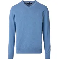 Casa Moda Regular Fit Trui V-halsblauw, Effen