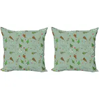 Abakuhaus Kerstkussenhoez set van 2, kerstboompatroon, 45x45 cm, amandelgroen