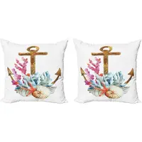 Abakuhaus Anker Decoratieve Kussenhoes, Set van 2, Aquarel Zeester, 45x45 cm, Wit Meerkleurig