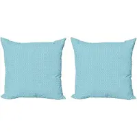 Abakuhaus Vintage Blauwe Decoratieve Kussenhoes, Set van 2, In elkaar grijpende Vierkantjes, 40x40 cm, Babyblauw Wit
