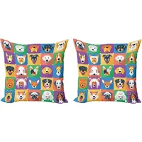 Abakuhaus Decoratieve kussenhoes met hondenprint, 2 stuks, Terriër/Labrador, 50x50 cm, paars/groen