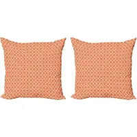 Abakuhaus Geometrische decoratieve kussenhoez 2-pack, geruit modern tegelpatroon, 40x40 cm, oranje wit