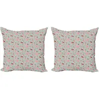 Abakuhaus Decoratieve kussenhoezen voor een theekransje, set van 2, bloemen en kleine gebakjes, 40x40 cm, meerkleurig
