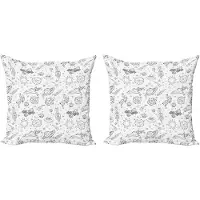 Abakuhaus Decoratieve kussenhoezen voor de kleuterschool, 2 stuks, Doodle Zonnestelsel Ruimte, 40x40 cm, Wit/Zwart