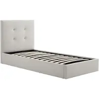 Vente-unique Bed met opbergruimte stof beige 90 x 190 cm