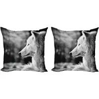 Abakuhaus Wolf Kussensloopset (2 stuks), Wolf Portret, Dubbelzijdige Digitale Print Decoratie met Ritssluiting, 50 cm, Lichtgrijs