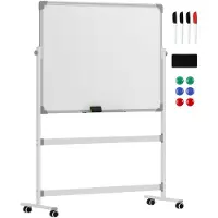 HOMCOM -Whiteboard-Verzinkte Platte, Aluminiumlegierung-127L x 50B x 165H cm-Weiß