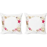 Abakuhaus Exotische decoratieve kussenhoez 2-pack, schelp bloem ster, 40x40 cm, beige