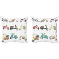 Abakuhaus Doodle Decoratieve Kussenhoes, Set van 2, Scooterdesign, 40x40 cm, meerkleurig