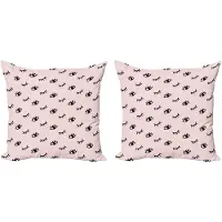 Abakuhaus Decoratieve kussenhoes met wimpermotief, 2 stuks, Doodle Ki, 50x50 cm, Roze, Zwart, Wit