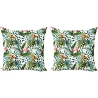 Abakuhaus Decoratieve kussenhoes met bladmotief, 2 stuks, palmboom, bloem hibiscus, 40x40 cm, licht karamel bordeauxrood