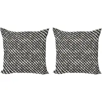 Abakuhaus Sierkussenhoes Zwart en Ivoor, Set van 2, Geometrische Vorm 40x40 cm, Zwart en Ivoor