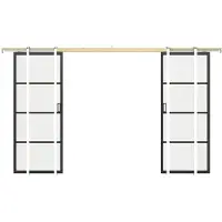 Vente-unique Dubbele schuifdeur met klamplaagsysteem - aluminium en transparant gehard glas - 2 x H205 x L93 cm - SINCA II