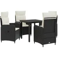 vidaXL Tuin Eettafel Set 5 st Zwart en Crème Wit