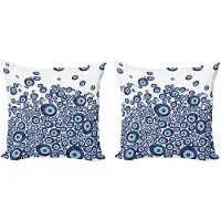 Abakuhaus Decoratieve kussenhoes met boze oogmotief, 2 stuks, blauwe kralen voor geluk, 60x60 cm, donkerblauw lichtblauw