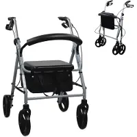 Mobiclinic Sofía - Rollator - Looprek met 4 wielen - Met remmen - Aluminium - Met Stoel en Rugleuning - Opvouwbare en Verstelbare in Hoogte - Wandelaar - Lichtgewicht - Tot 100 kg - Grijs