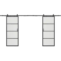 Vente-unique Dubbele schuifdeur met wandbevestiging - aluminium en transparant gehard glas - 2 x H205 x L73 cm - SINCA II