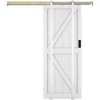 Vente-unique Schuifdeur met klamplaagsysteem in hout en MDF - Wit - H205 x L93 cm - NEFARA