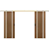 Vente-unique Dubbele schuifdeur met schuifsysteem van mdf en donker naturelkleurig hout - 2 x H205 x L83 cm - SANDORA