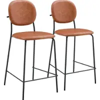 Happy Garden Set van 2 EDMOND cognac imitatie barkrukken