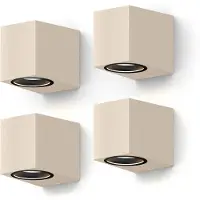 Calex Wandlamp Downlight Sanremo – GU10 – IP54 Water- en Stofbestendig – Geschikt voor Binnen en Buiten – Rechthoek – Zand – 4-Pack