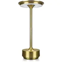 MMOBIEL Draadloze LED-tafellamp - Ronde metalen lamp met touchbediening – Goud