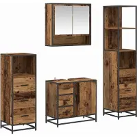 vidaXL Badkamermeubel Set met lade 4 pcs Oud Hout Bewerkt hout