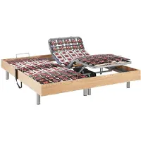 Vente-unique Elektrische lattenbodem met contactplaatjes van eikenhout van Ysmée - 2 x 65 contactplaatjes - 2 x 80 x 200 cm - OKIN motoren