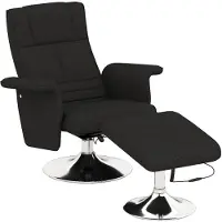 HOMCOM -Massagesessel mit Fußhocker-Polyester, Stahl-78L x 95B x 88H cm-Schwarz