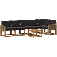 vidaXL Buiten bank set 7 st Naturel en Zwart