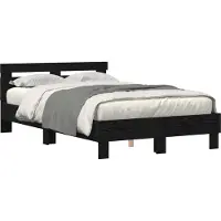vidaXL Bedframe met hoofdeinde Zwart Eiken 135 x 190 cm Bewerkt hout
