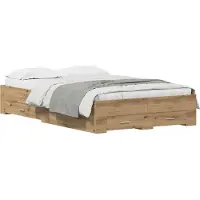 vidaXL Bedframe met lade Artisan Eiken 120 x 190 cm Bewerkt hout