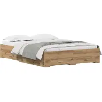 vidaXL Bedframe met lade Artisan Eiken 135 x 190 cm Bewerkt hout