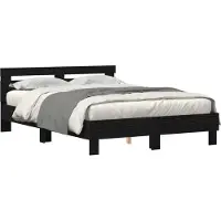 vidaXL Bedframe met hoofdeinde Zwart Eiken 140 x 200 cm Bewerkt hout