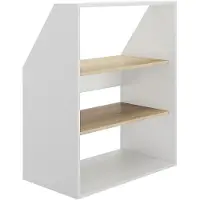 Vente-unique Kast voor onder een schuin dak - Wit en naturel - ADEZIO L 91.3 cm x H 110 cm x D 50 cm