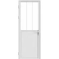 Vente-unique Omkeerbare deur van aluminium en gehard glas in atelierstijl - H204 x B73 cm - Wit - ERMELO