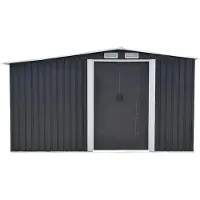 Vente-unique Tuinhuis van grijs gegalvaniseerd staal LERY - 10,5m²