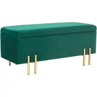 HOMCOM -Sitzbank mit Stauraum-Samt, Holz-100B x 40T x 42H cm-Grün
