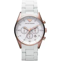 Giorgio Armani Emporio Sportivo Herenhorloge Chronograaf Witte Wijzerplaat Armband AR5919